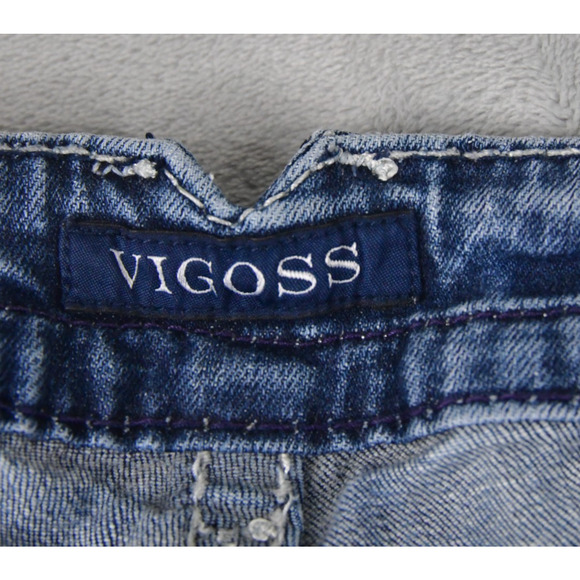 VIGOSS Jeans Womens 9/10 (31x31) The Dublin Bootcut Rhine Stones Blue Denim - Picture 3 of 12